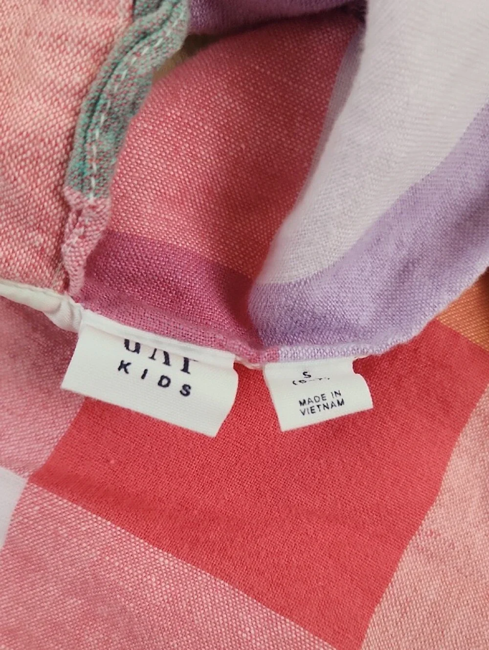 Gap Kids Checkered Ruffle Strap Sundress, Pink, Yellow, Green, Blue Small 6 7